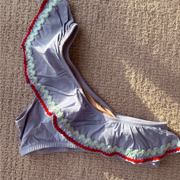 J Crew Blue One Shoulder Ric Rac Bikini - Picture 2 of 6